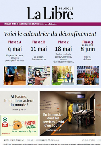La Libre Belgique - Samedi 25 et Dimanche 26 Avril 2020