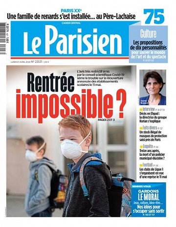 Le Parisien du Lundi 27 Avril 2020