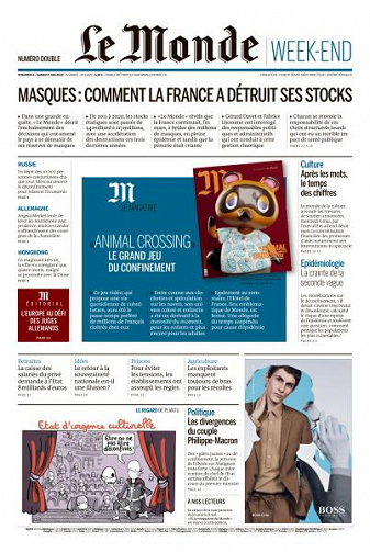 Le Monde du Vendredi 8 et Samedi 9 Mai 2020