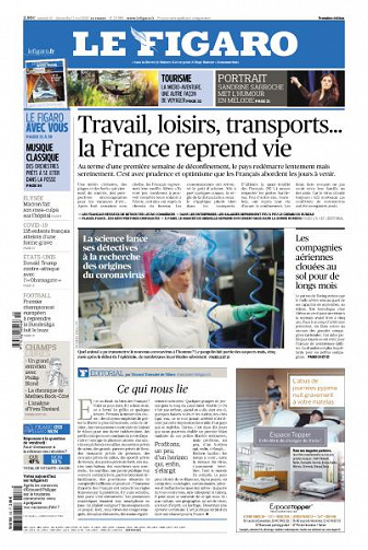 Le Figaro du Samedi 16 et Dimanche 17 Mai 2020