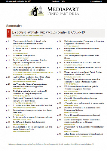 MEDIAPART du Vendredi 15 Mai 2020