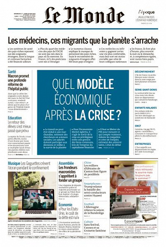 Le Monde du Dimanche 17 et Lundi 18 Mai 2020