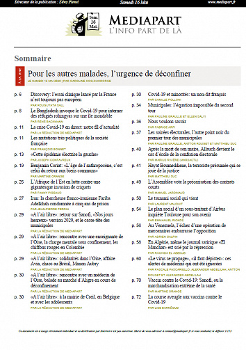 MEDIAPART du Dimanche 17 Mai 2020