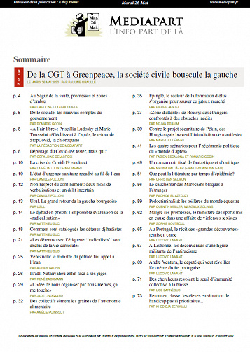 MEDIAPART - Mardi 26 Mai 2020