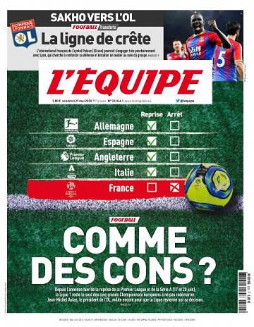 L’equipe du Vendredi 29 Mai 2020