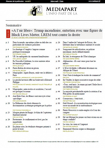 MEDIAPART du Mercredi 3 Juin 2020