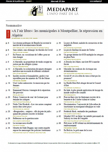 MEDIAPART du Mercredi 10 Juin 2020