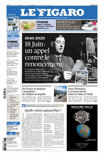 Le Figaro du Jeudi 18 Juin 2020