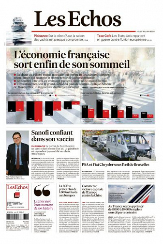Les Echos du Jeudi 18 Juin 2020