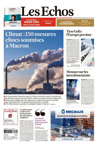 Les Echos du Vendredi 19 et Samedi 20 Juin 2020