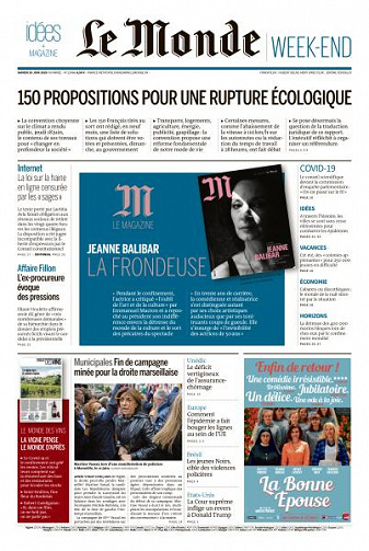 Le Monde du Samedi 20 Juin 2020