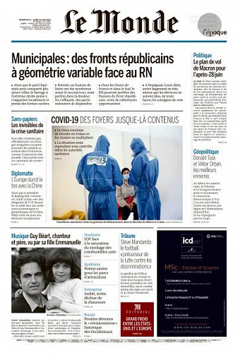 Le Monde du Dimanche 21 et Lundi 22 Juin 2020