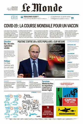 Le Monde du Jeudi 25 Juin 2020