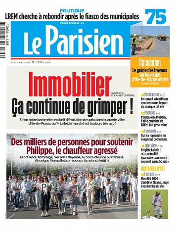 Le Parisien du Jeudi 9 Juillet 2020