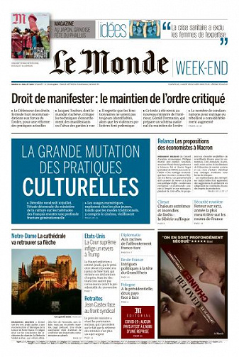 Le Monde du Samedi 11 Juillet 2020