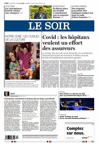 Le Soir Edition Bruxelles - Lundi 13 juillet 2020