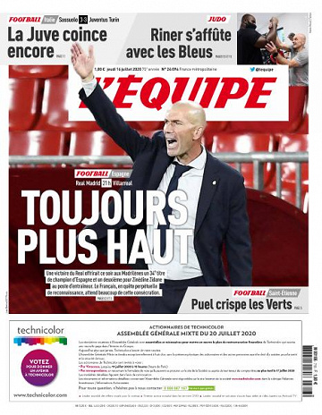 L’equipe du Jeudi 16 Juillet 2020