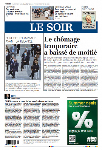Le Soir Edition Bruxelles - Vendredi 17 Juillet 2020