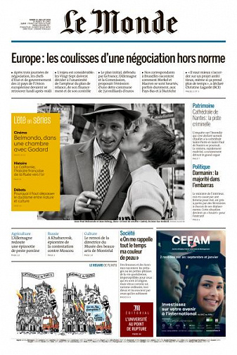 Le Monde du Mardi 21 Juillet 2020