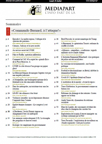 MEDIAPART - Lundi 20 Juillet 2020