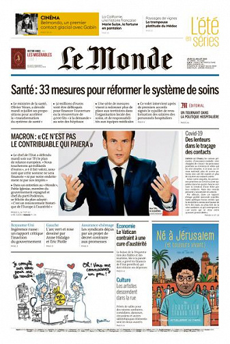 Le Monde du Jeudi 23 Juillet 2020