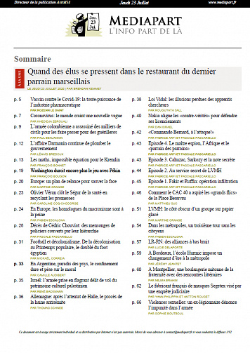 MEDIAPART - Jeudi 23 Juillet 2020