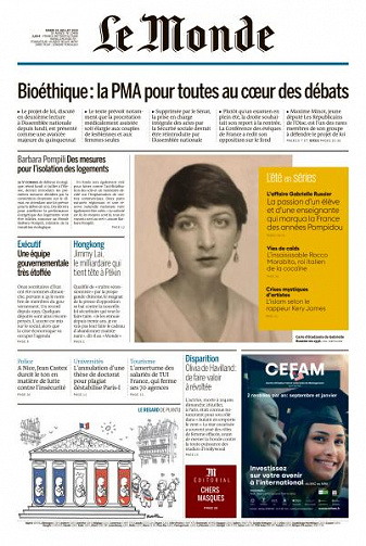 Le Monde du Mardi 28 Juillet 2020
