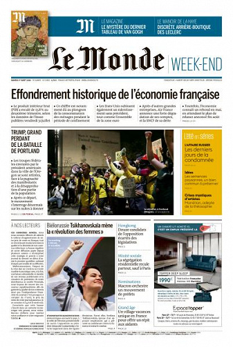 Le Monde du Samedi 1er Août 2020
