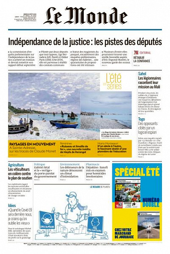 Le Monde du Mardi 4 Août 2020