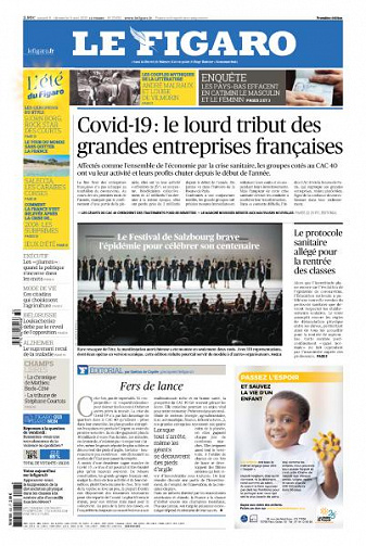 Le Figaro du Samedi 8 et Dimanche 9 Août 2020