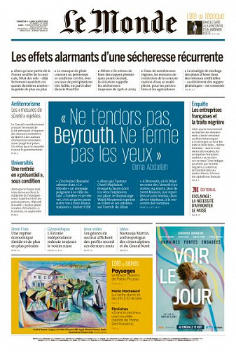 Le Monde du Dimanche 9 et Lundi 10 Août 2020