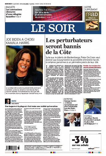 Le Soir Edition Bruxelles - Mercredi 12 Août 2020