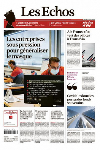 Les Echos du Jeudi 13 Août 2020