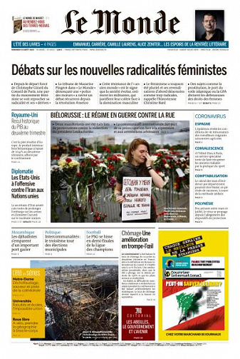 Le Monde du Vendredi 14 Août 2020