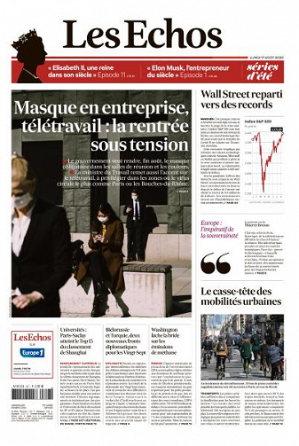 Les Echos du Lundi 17 Août 2020