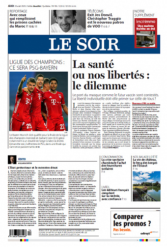 Le Soir Edition Bruxelles - Jeudi 20 Août 2020