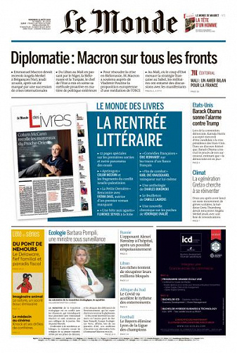 Le Monde du Vendredi 21 Août 2020