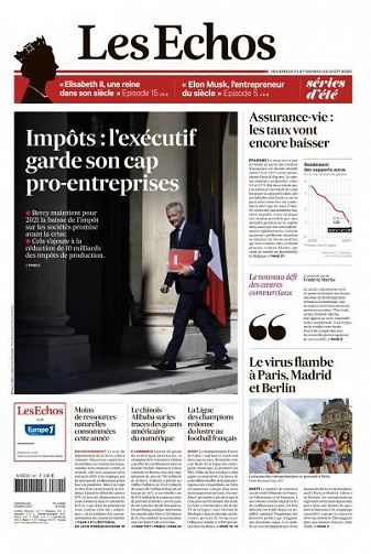 Les Echos du Vendredi 21 et Samedi 22 Août 2020