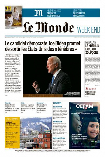 Le Monde du Samedi 22 Août 2020