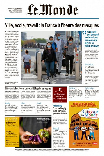 Le Monde du Dimanche 23 et Lundi 24 Août 2020