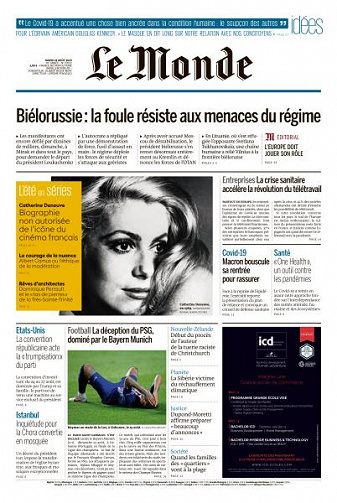 Le Monde du Mardi 25 Août 2020