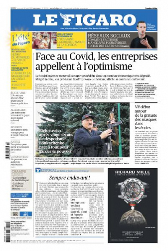 Le Figaro du Mercredi 26 Août 2020