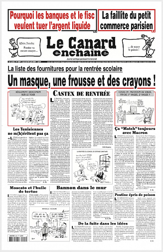 Le Canard enchaîné N°5207 - 26 Août 2020