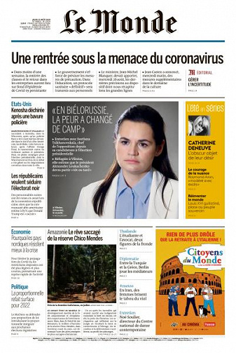 Le Monde du Jeudi 27 Août 2020