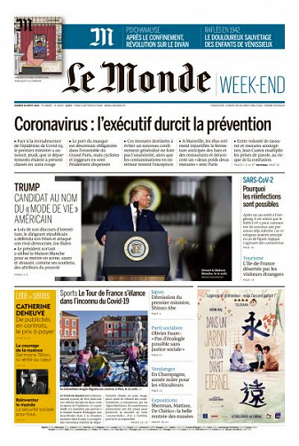Le Monde du Samedi 29 Août 2020