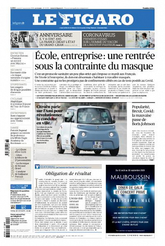 Le Figaro du Mardi 1er Septembre 2020