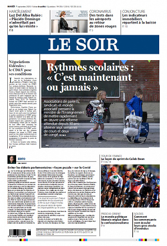 Le Soir Edition Bruxelles - Mardi 1er Septembre 2020