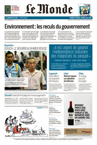 Le Monde du Jeudi 3 Septembre 2020