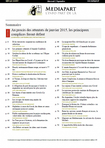 MEDIAPART - Mercredi 2 Septembre 2020
