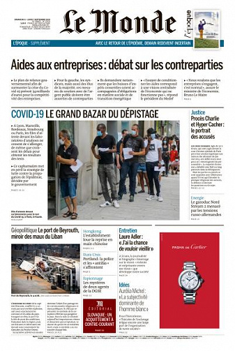 Le Monde du Dimanche 6 et Lundi 7 Septembre 2020
